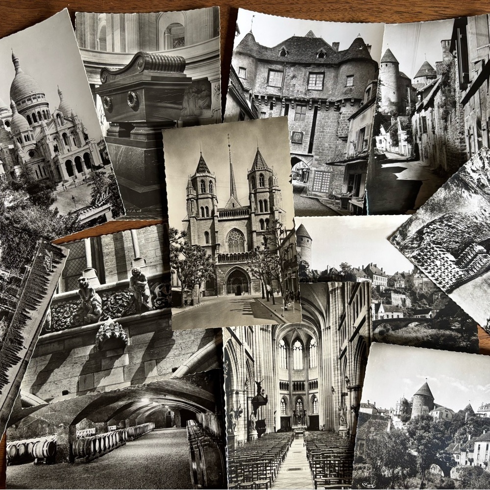 Vintage Lot of Black and White Postcards from France